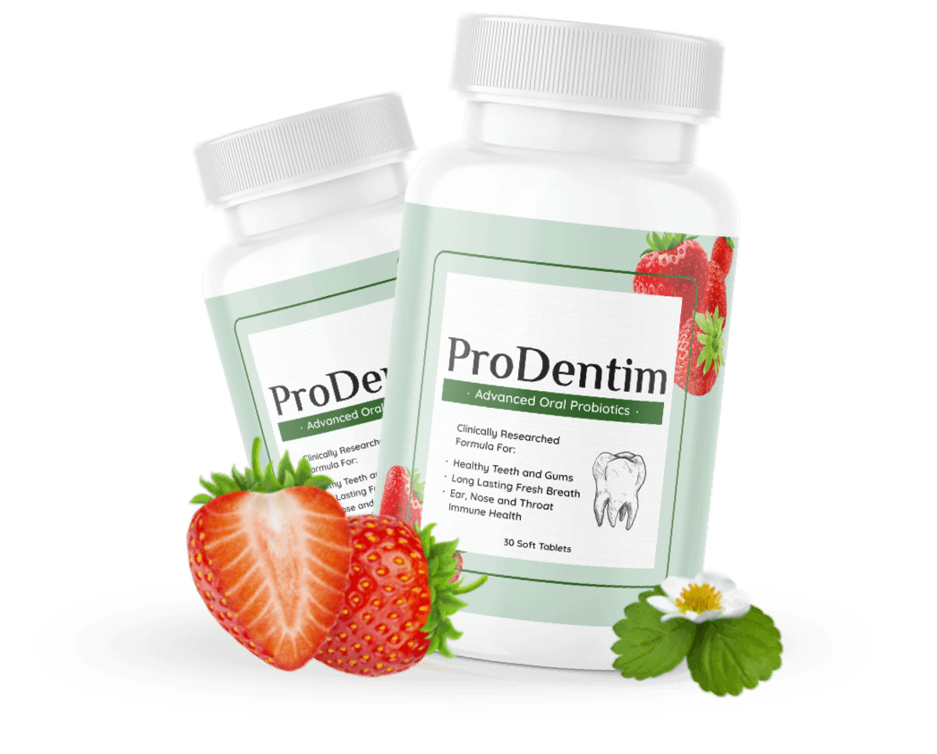 ProDentim dental supplement product packaging with natural probiotic formula