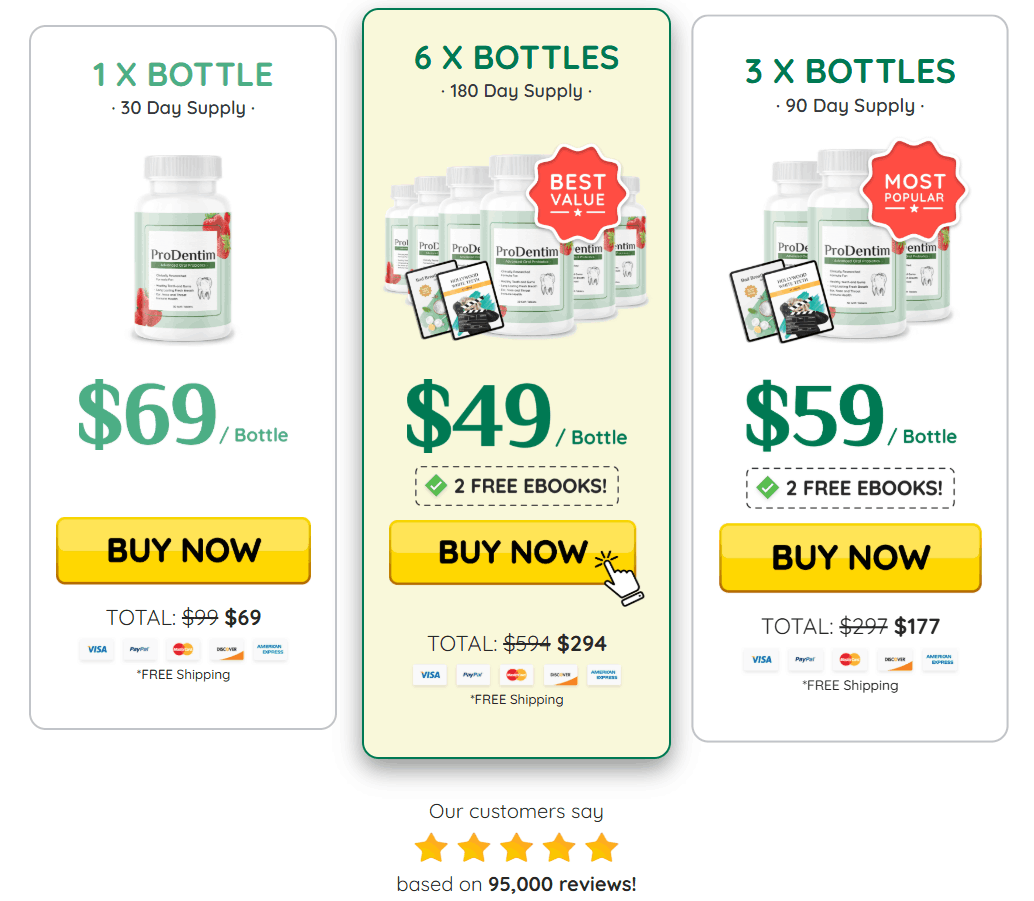 ProDentim pricing plans with discount offer multi bottle package deals