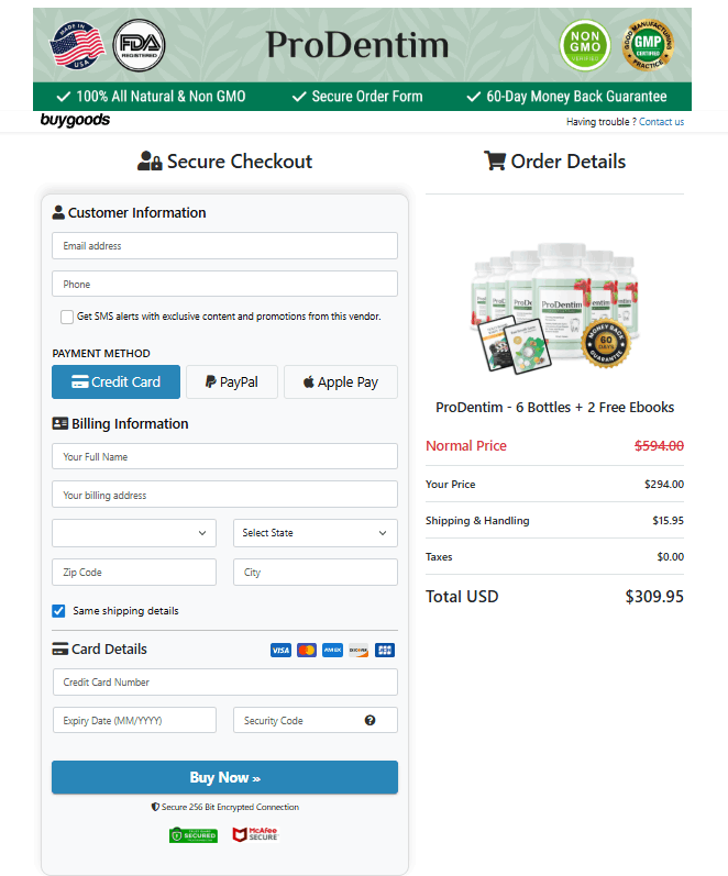 ProDentim buy page official website order dental supplement with discount offer